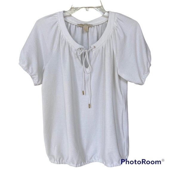 ✨2/$20✨ Michael Kors White Top with Neck Tie strings Size Small - Picture 1 of 9